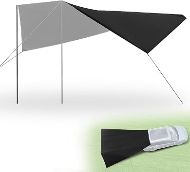 Car Awning Camping Tarp Tailgate 14x16FT, SUV Tailgate Awning with Storage Bag for Overlanding, Jeep, Van, Pickup, Truck, MPV, Jeep