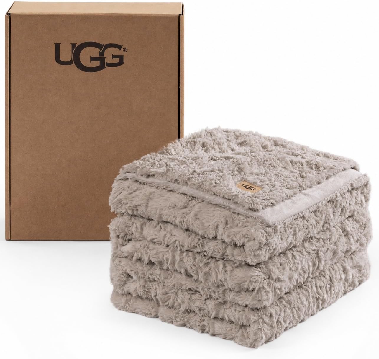 UGG Adalee King Blanket, Faux Fur Blanket for Bed, 110" x 90", Brown Oyster