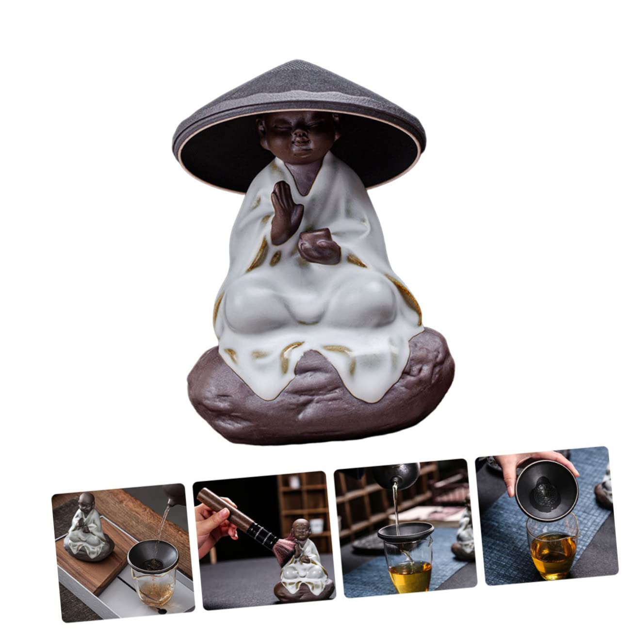 Garneck Colino da Tè Filtro Integrato in Ceramica Buddha Mini, Accessorio per Tisane, Design Creativo Perforato, Piccolo e Leggero, per Bevande in Casa e Ufficio