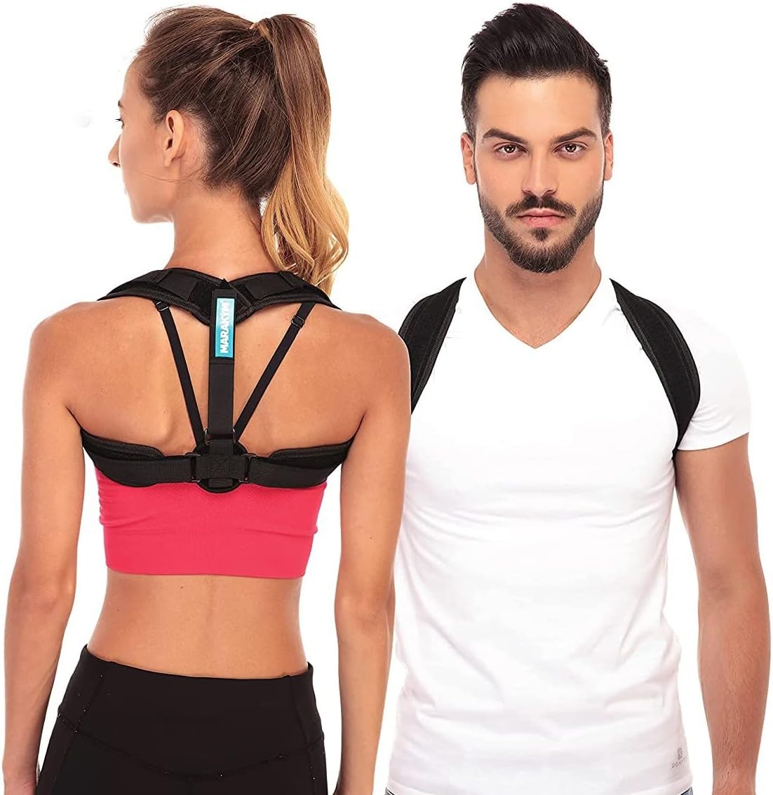MARAKYM Posture Corrector Back Brace Men & Women | Fully Adjustable Back Straightener for Mid, Upper Back Thoracic Spine Support | Neck, Shoulder, Clavicle, and Back Pain Relief | Extended Use Comfort