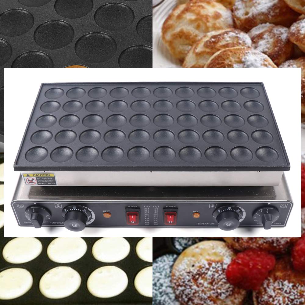 Waffle Electric, Pancake Maker Mini Gofrera Redonda 50 Gofres con Revestimiento Antiadherente Temporizador Cepillo Raqueta de Huevos Clip Alimentos para Hornear Alimentos
