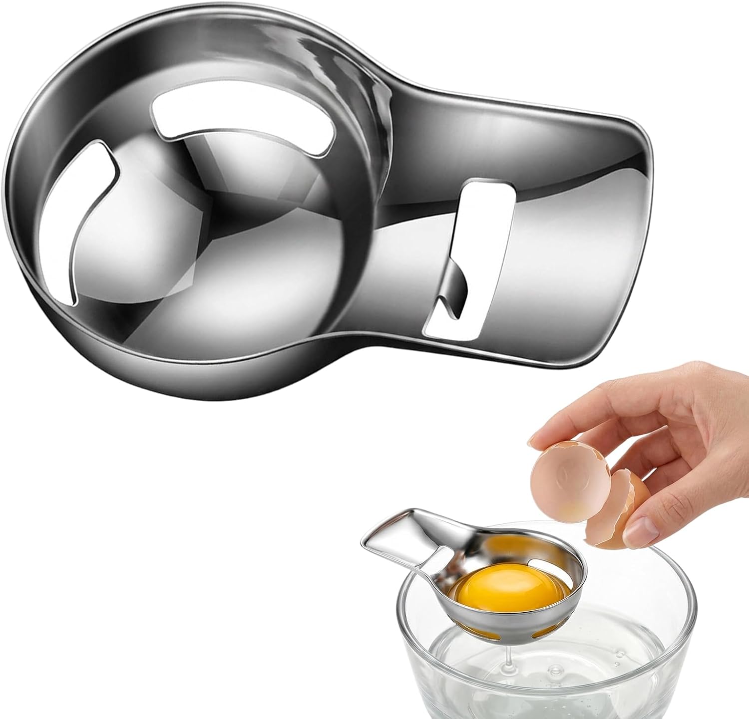 Egg Yolk Separator, Stainless Steel Egg White Separator for Raw Eggs
