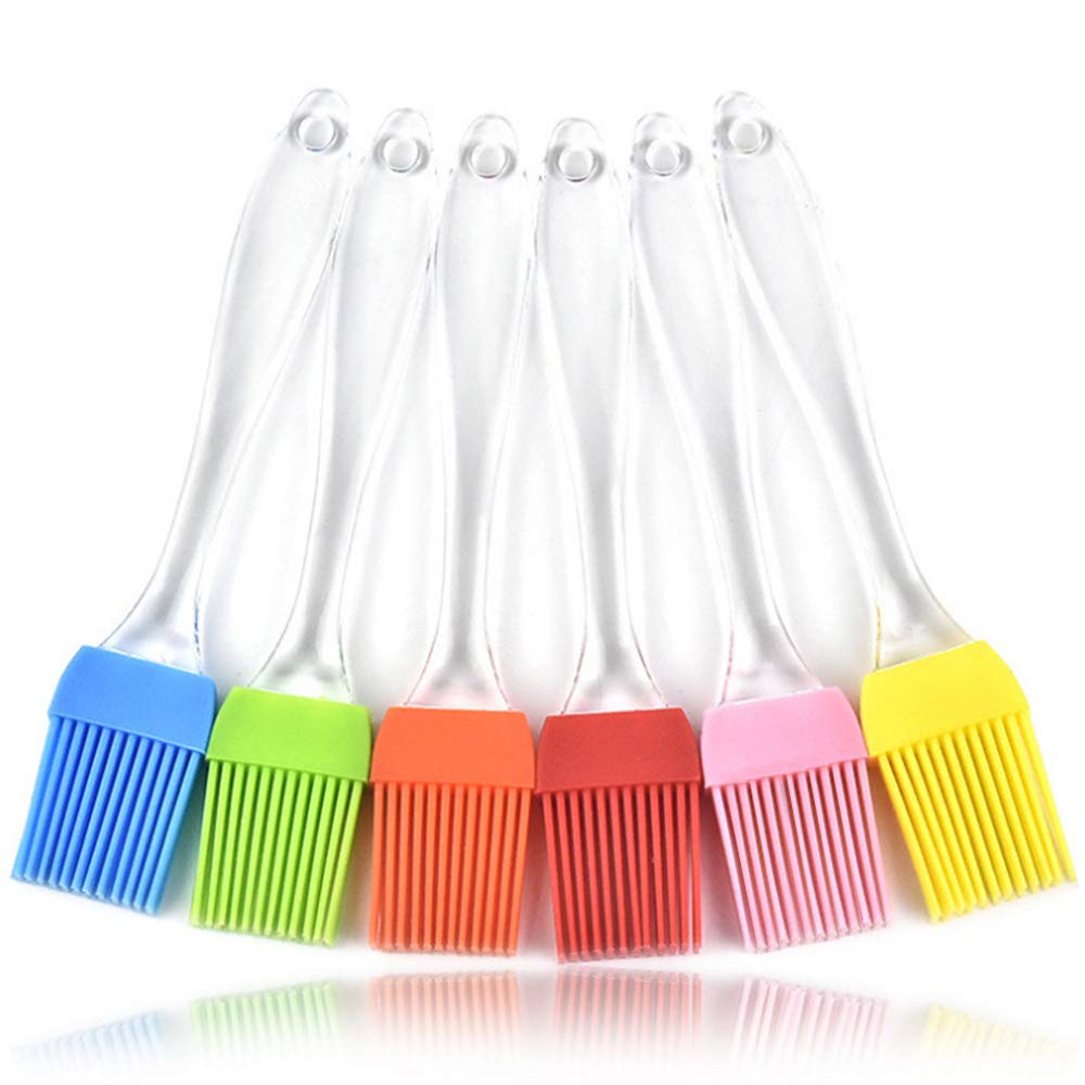 StarchefKitchen Silicone Basting Pastry & BBQ Brushes Set- Flexible,Crystal Transparent Handle(6 Colors,6pcs)