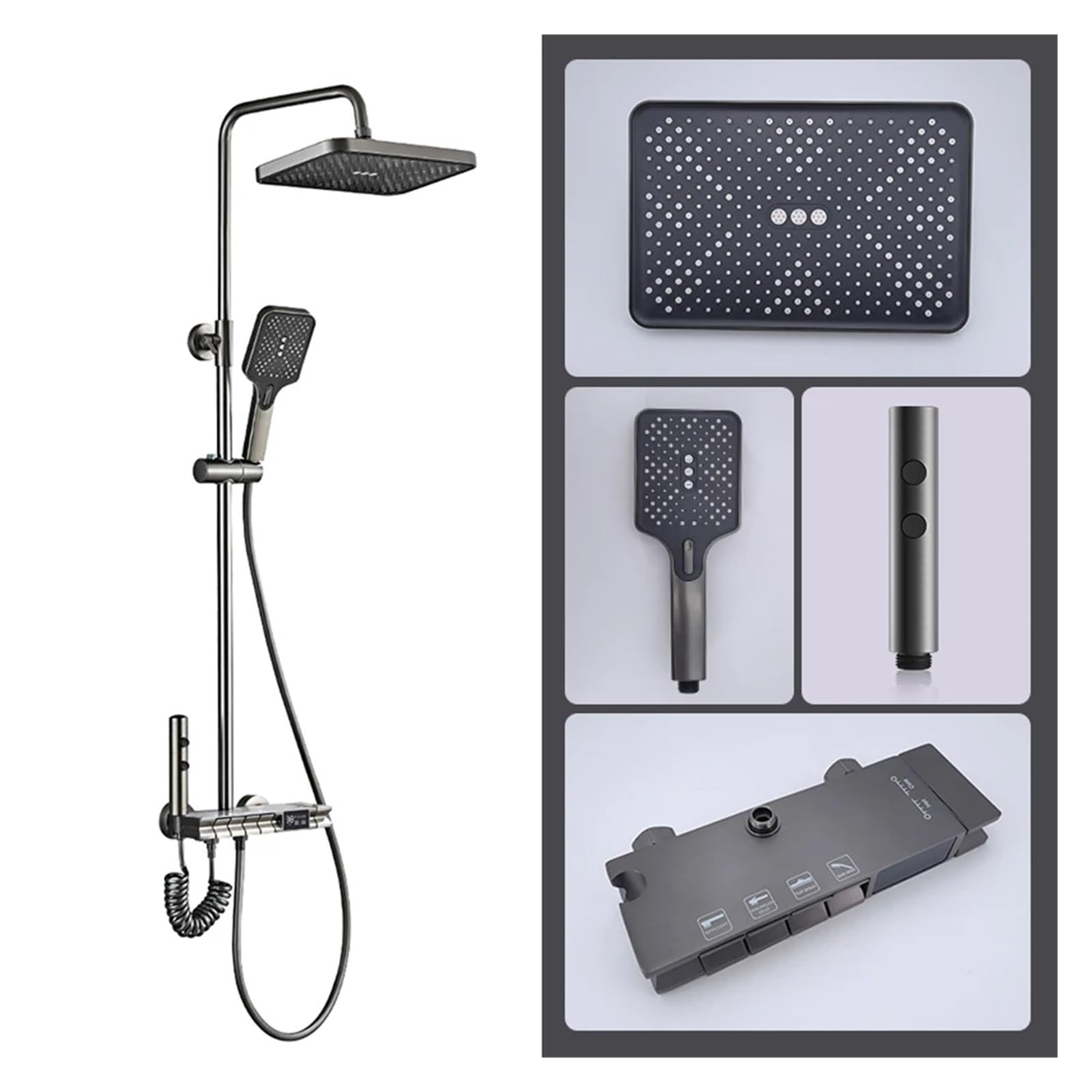 GLJTUO Shower Kits, Smart Shower System Intelligent Bathroom Digital Display Shower Faucet Set 4-Way Rainlfall Bathroom Mixer Bidet Shower Set Octopus feet