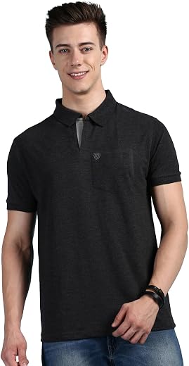 Lux Cozi Men's Half Sleeve Soild Casual Regular Fit T-Shirt with Chest Pocket | Polo Tshirt for Men