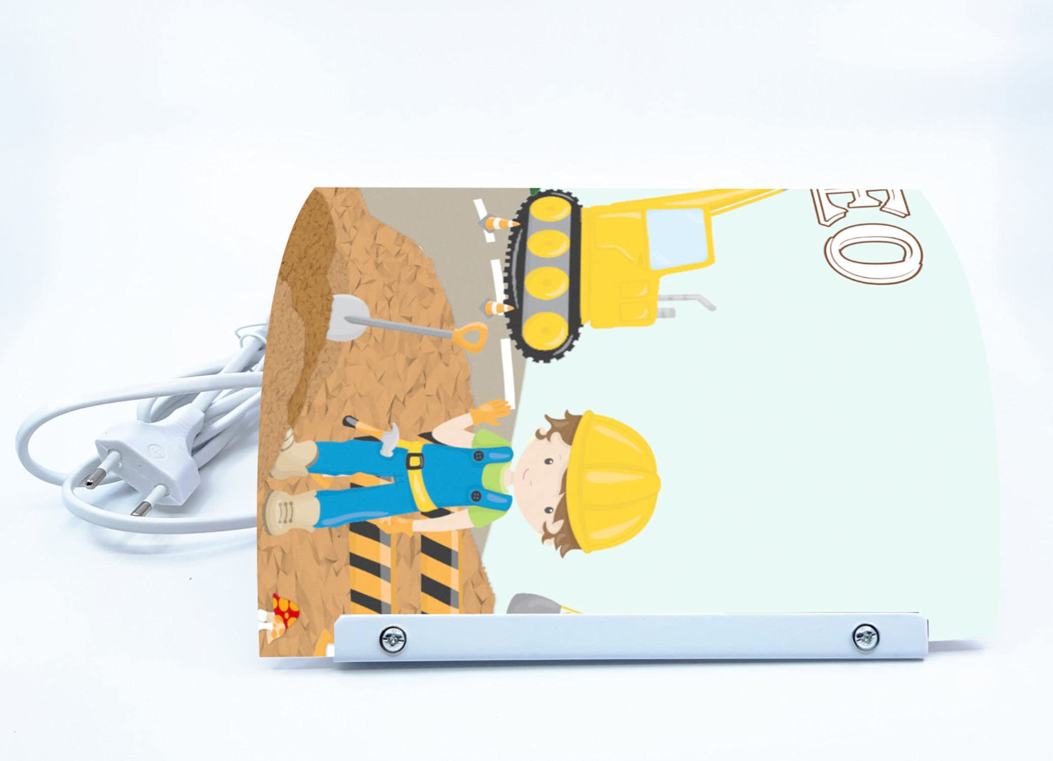 WA-1084, Bagger, Kinderzimmer Wandlampe personalisiert mit Namen, Nachtlicht/Schlummerlicht für Steckdose, E14, 22 x 22,5 x 8,5 cm