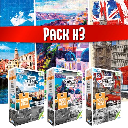RONDA Europe Classics 3-Pack Rompecabezas de 1000 Piezas para Adultos | 3 monumentos icónicos europeos, imagen de referencia QR, piezas de corte de precisión, arte inspirado en viajes, diseños para exhibir miniatura 1