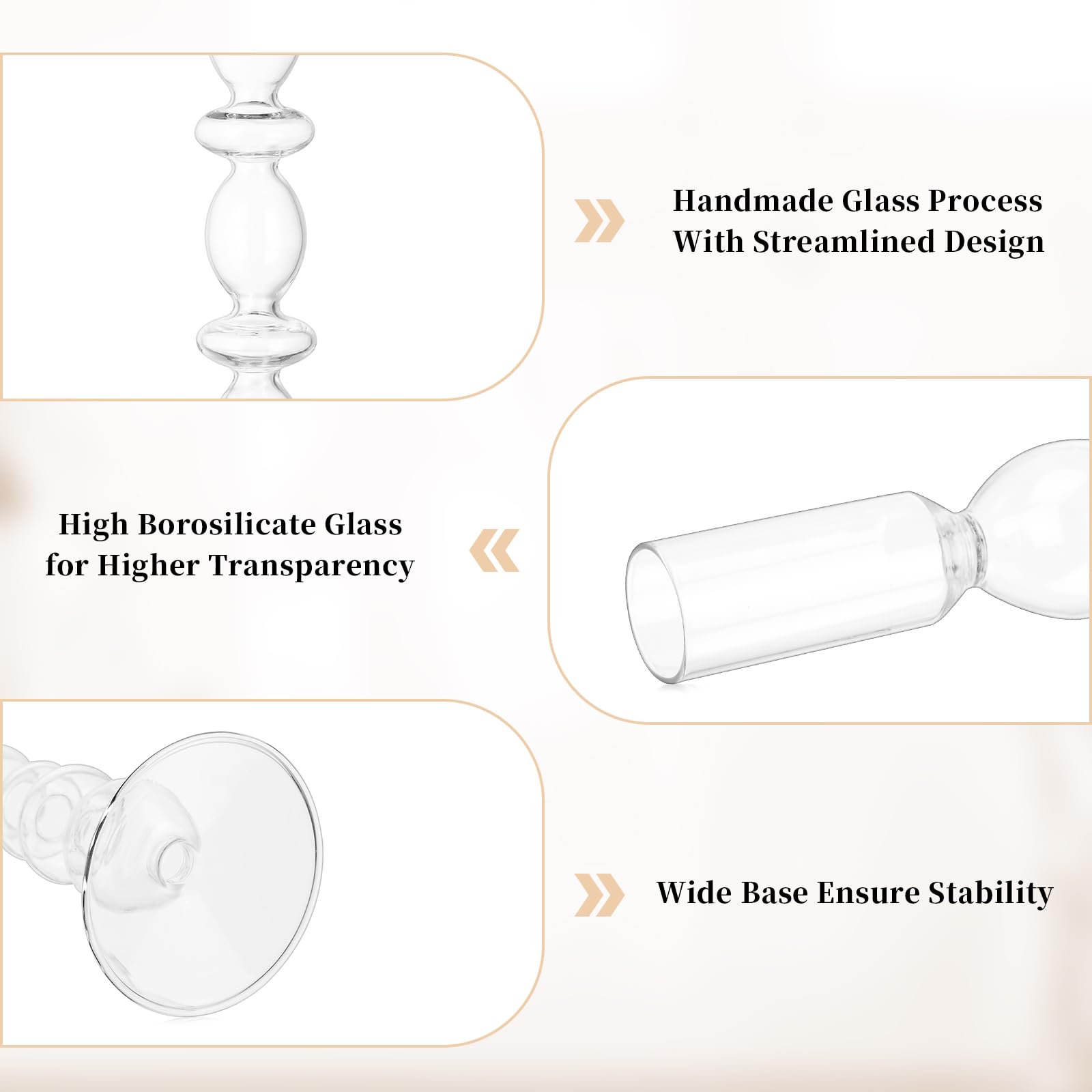 Glasseam Glazen Kandelaars Houder: Heldere Taper Kaarshouder Set Van 20 Kandelaarhouders Kleine Kaarshouders Voor De Woonkamer Kandelaarhouder Voor Bruiloftfeest Tafeldecoraties