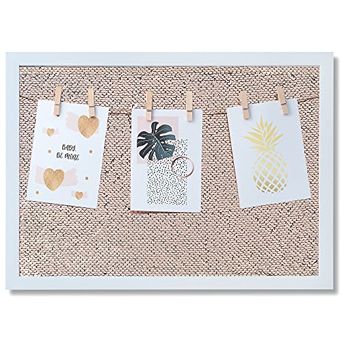 lampox Bilderrahmen Fotorahmen Collage mit Wendepailletten und Holzklammern Memoboard Pailletten glitzernd…