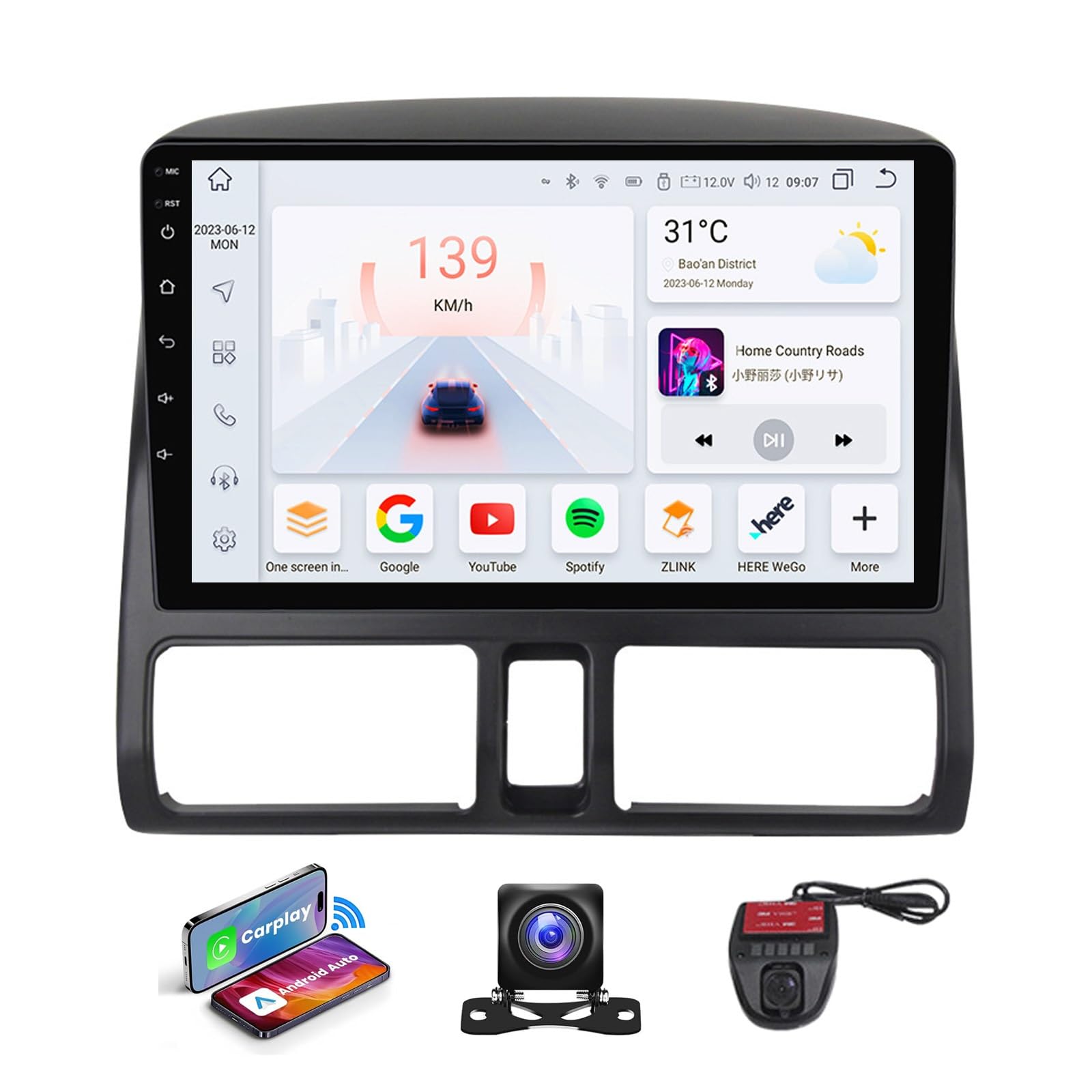 Autoradio Android 13 Bluetooth WiFi FM RDS pour Honda CR-V 2001 à 2006