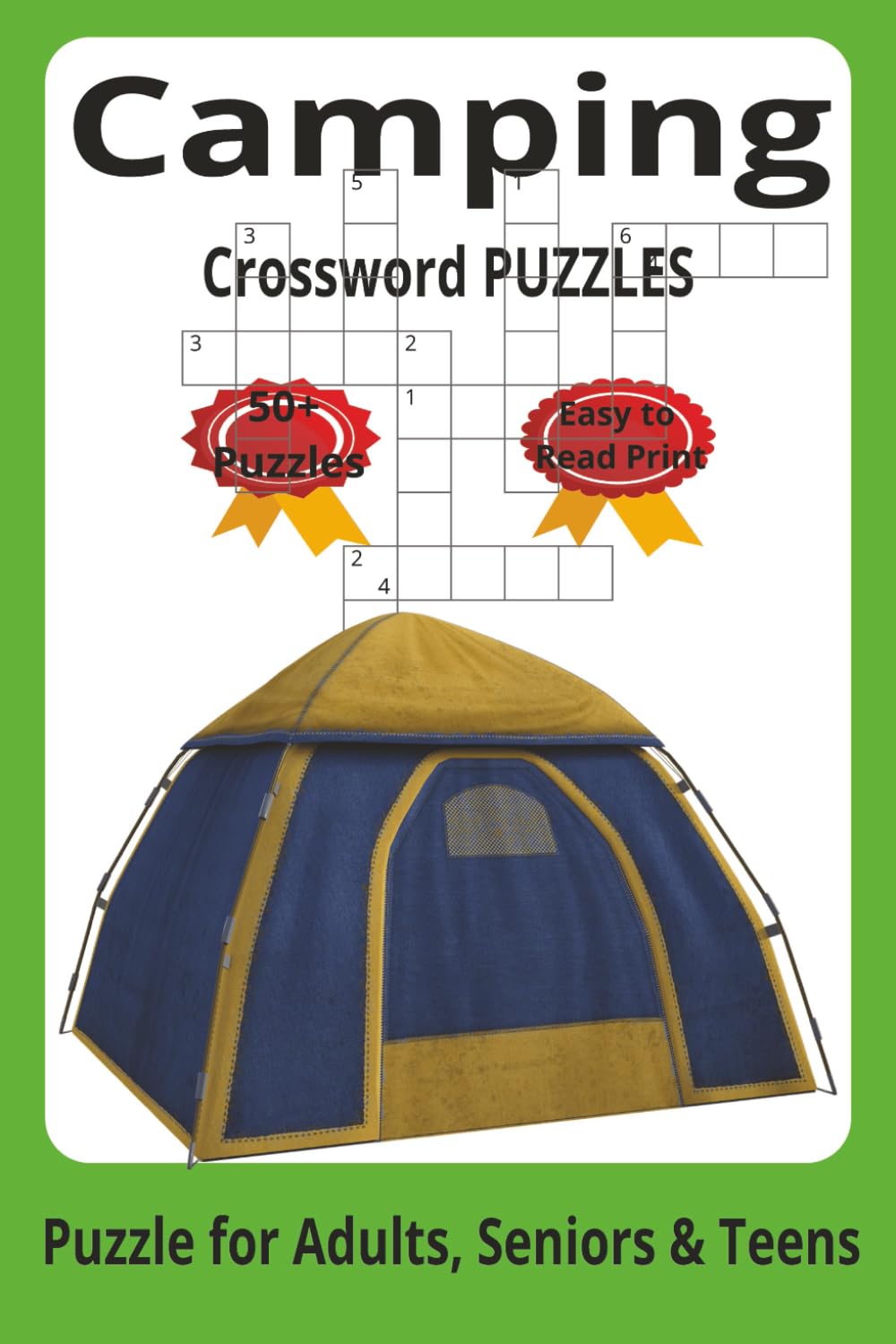 camping crossword puzzles: Crossword Puzzles with Easy to Read Print about Camping, Wildlife, Outdoors and More 6x9 inches, 120 pages 50+ Puzzles ... Gift for Vacation, Holidays and Relaxation