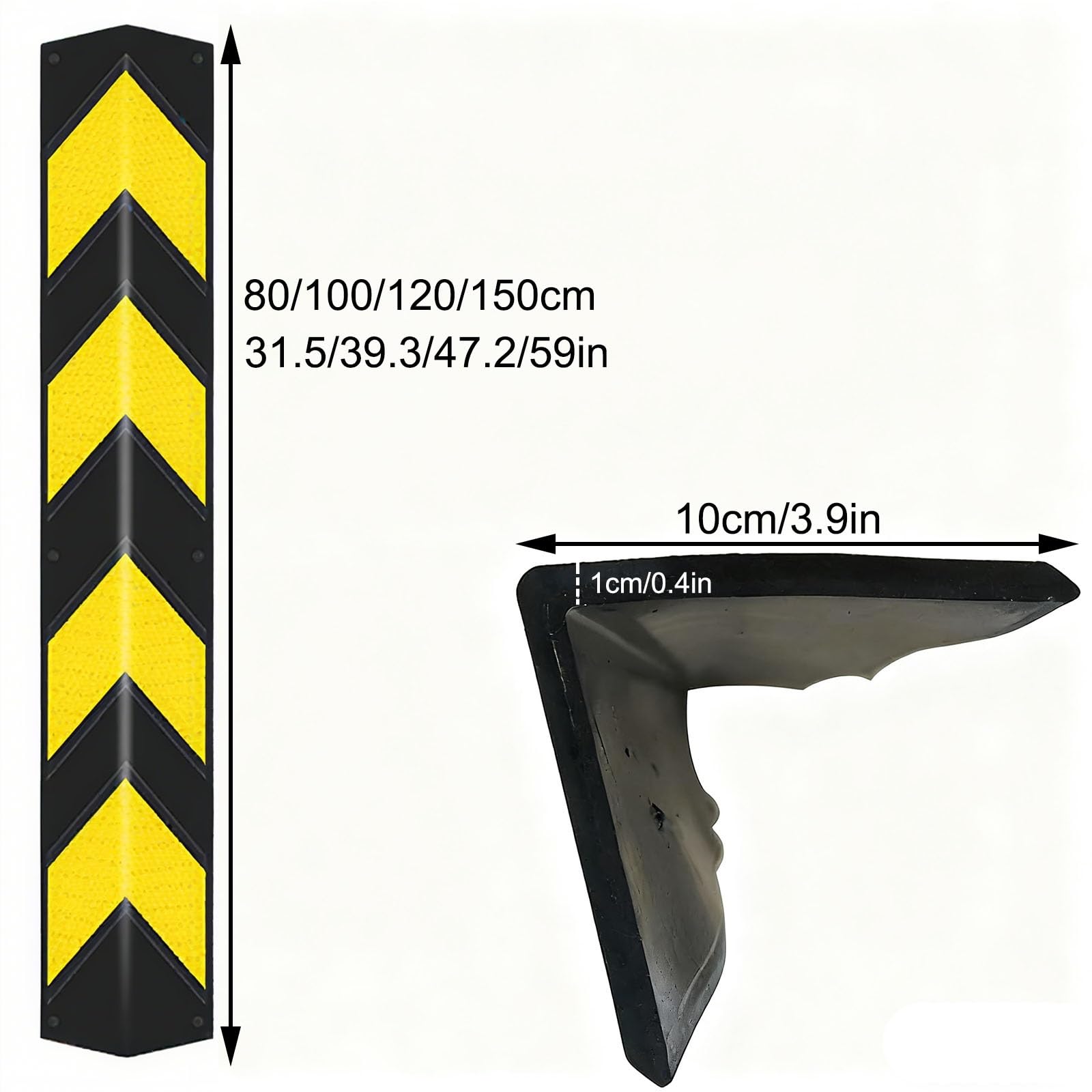 Protezione riflettente per angoli da parete, giallo e nero, resistente, a forma di L, protezione per garage in gomma, per parcheggi e garage