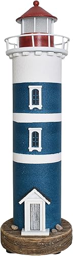 wovorins Decoración de faro de madera con luces decoración de mesa náutica luz decorativa de torre de luz temática de playa centros de mesa de