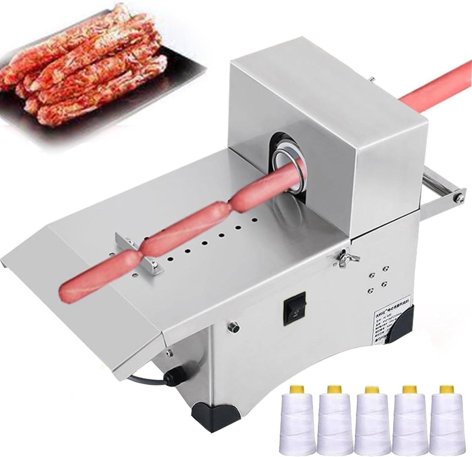 Electric Sausage Stuffer Machine, Automatic Binding & Knotting Strapping Machine for Restaurants & Kitchens, Max Diameter 45mm, Perfect for Sausage Making & Food Preparation