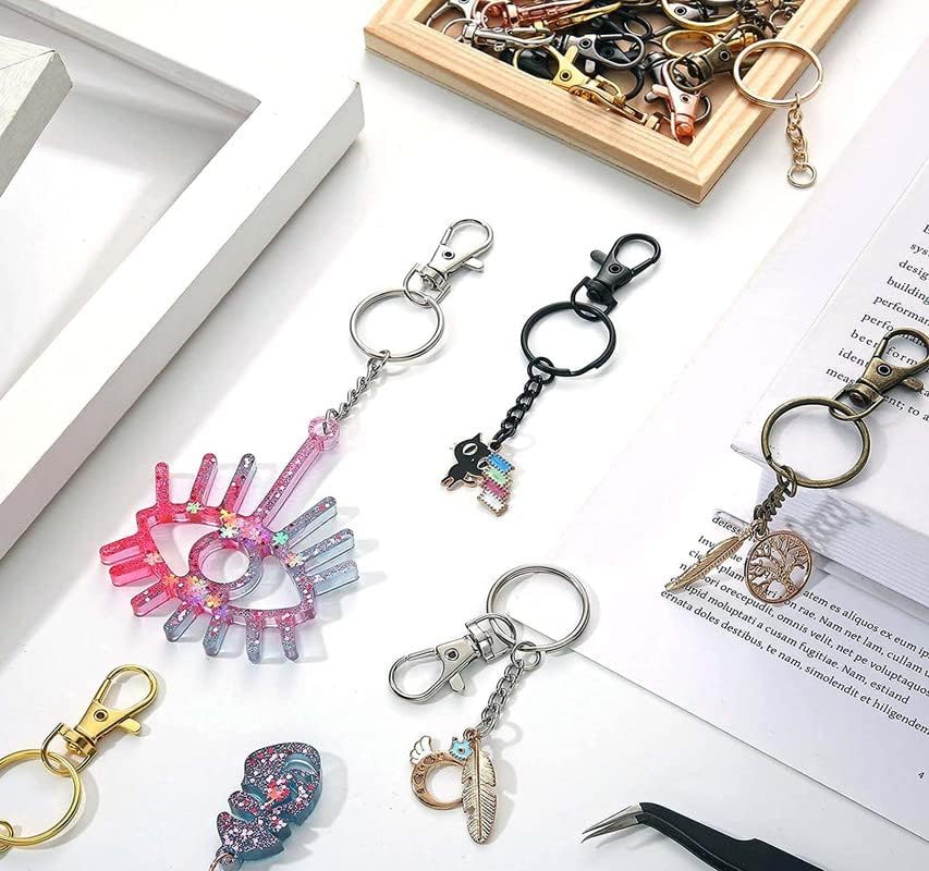 Image of DIY Crafts 5 Sets 20 Pcs, Silver, 5 Sets 20 Pcs - 50 Sets 200 Pcs, Keychain Rings + Chain, Open Jump Rings & Screw Eye Pins for Crafts Charm Jewelry Mak (5 Sets 20 Pcs, Silver)