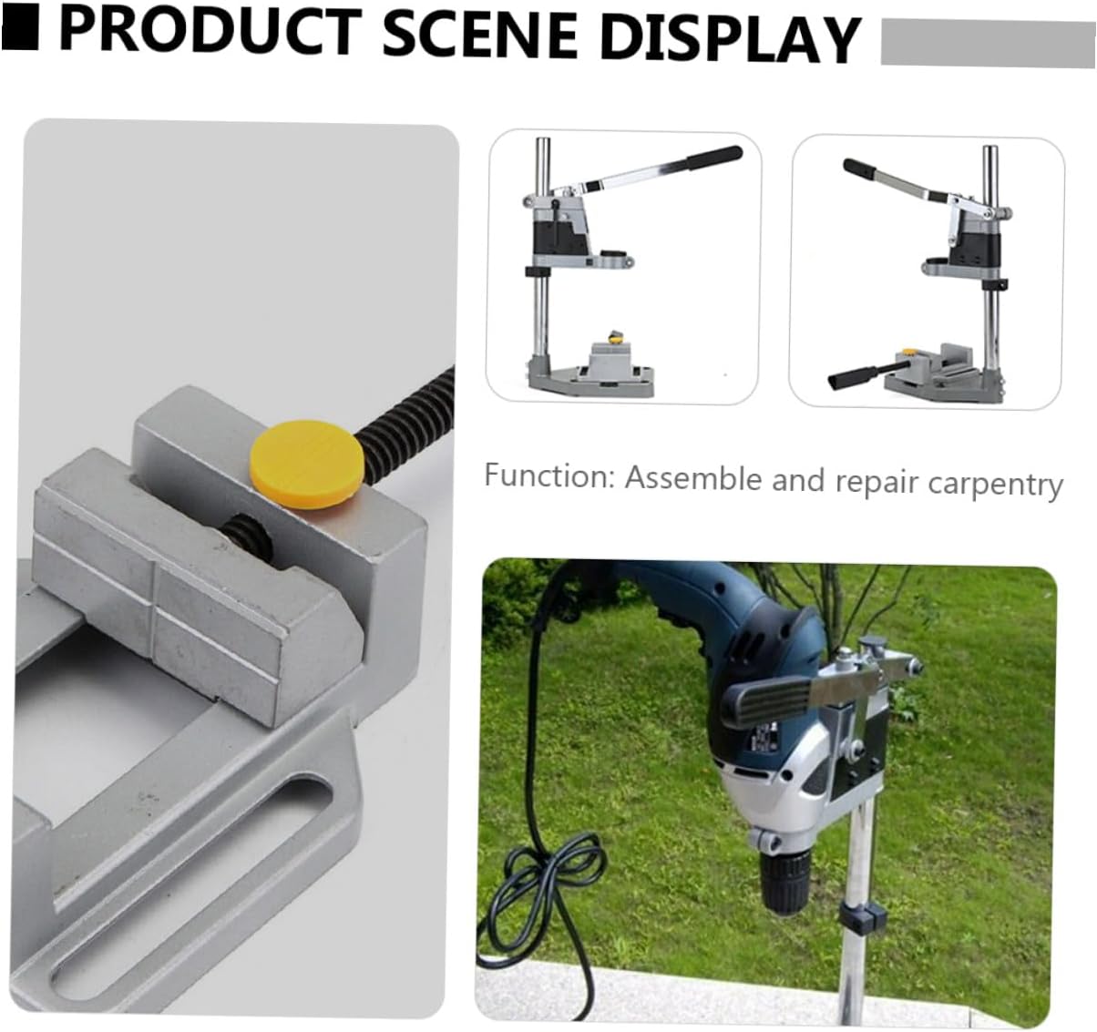 NUOBESTY Adjustable Single Hole Drill Stand Bench Clamp Rack with Iron Base Universal Drill Press Holder for Woodworking and Accessories