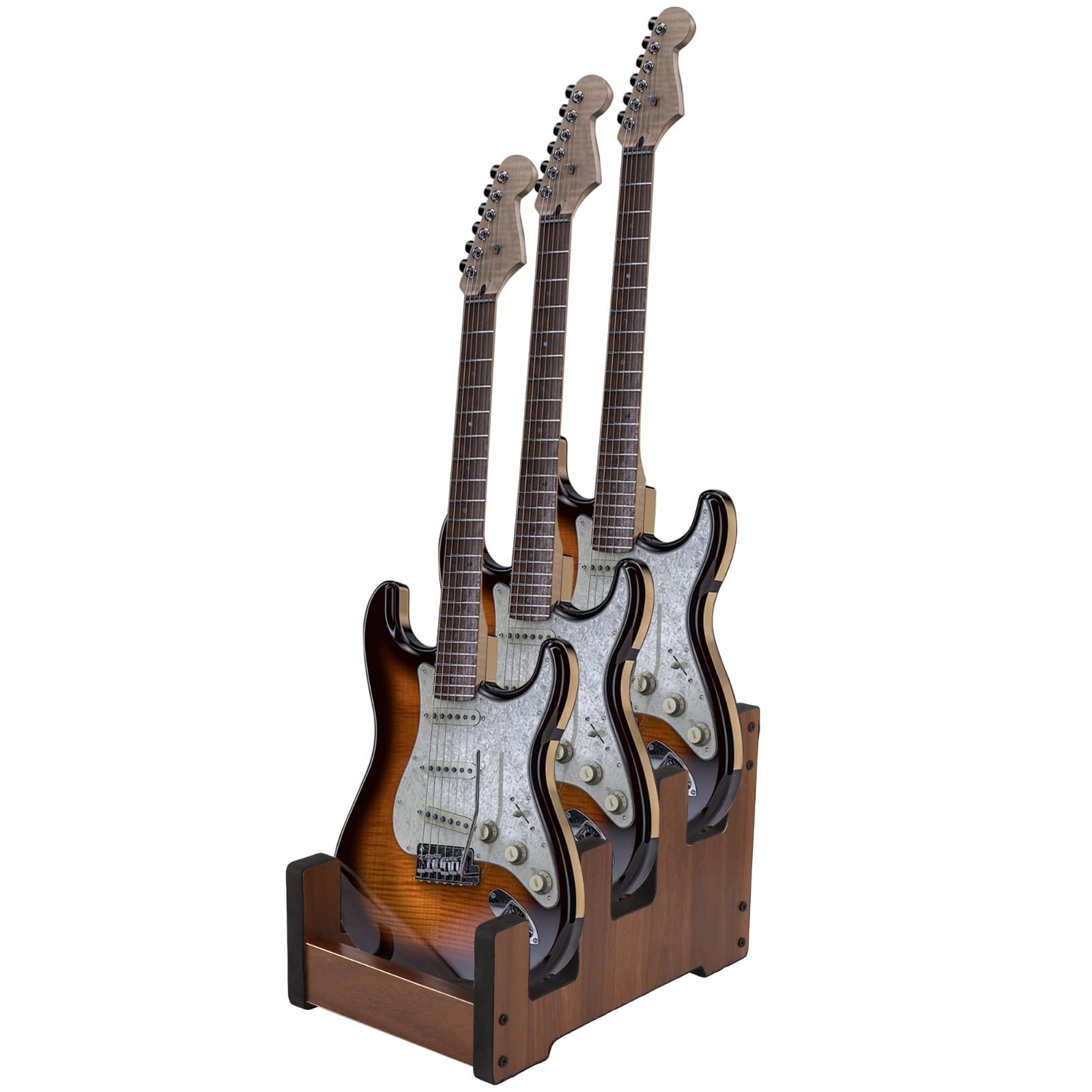 Drewniany stojak na gitarę, oszczędzający miejsce uchwyt ze sklejki na 3 basy, akustyczny, elektryczny, stojak do przechowywania podłogowego, 33 x 22 x 11,5 cm
