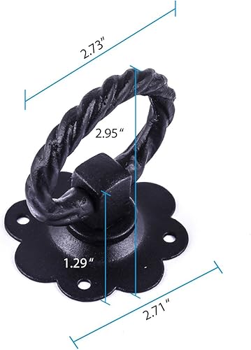 Miniatura 8 de Renovators Supply Manufacturing Cerradura de puerta de hierro forjado negro de 6 pulgadas con herrajes de montaje