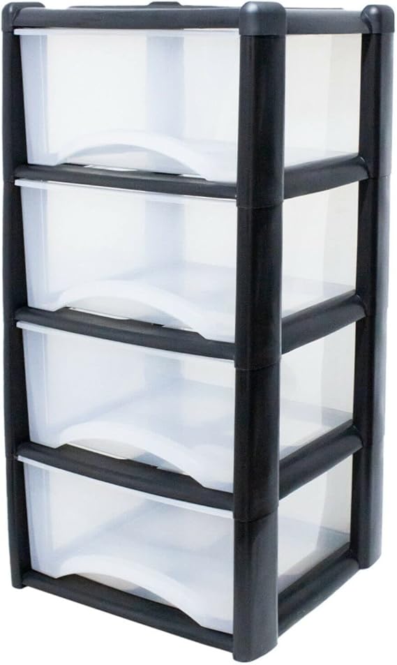 Neat. 4 Plastic Storage Drawers, SpaceSaving Draws for Office & Home