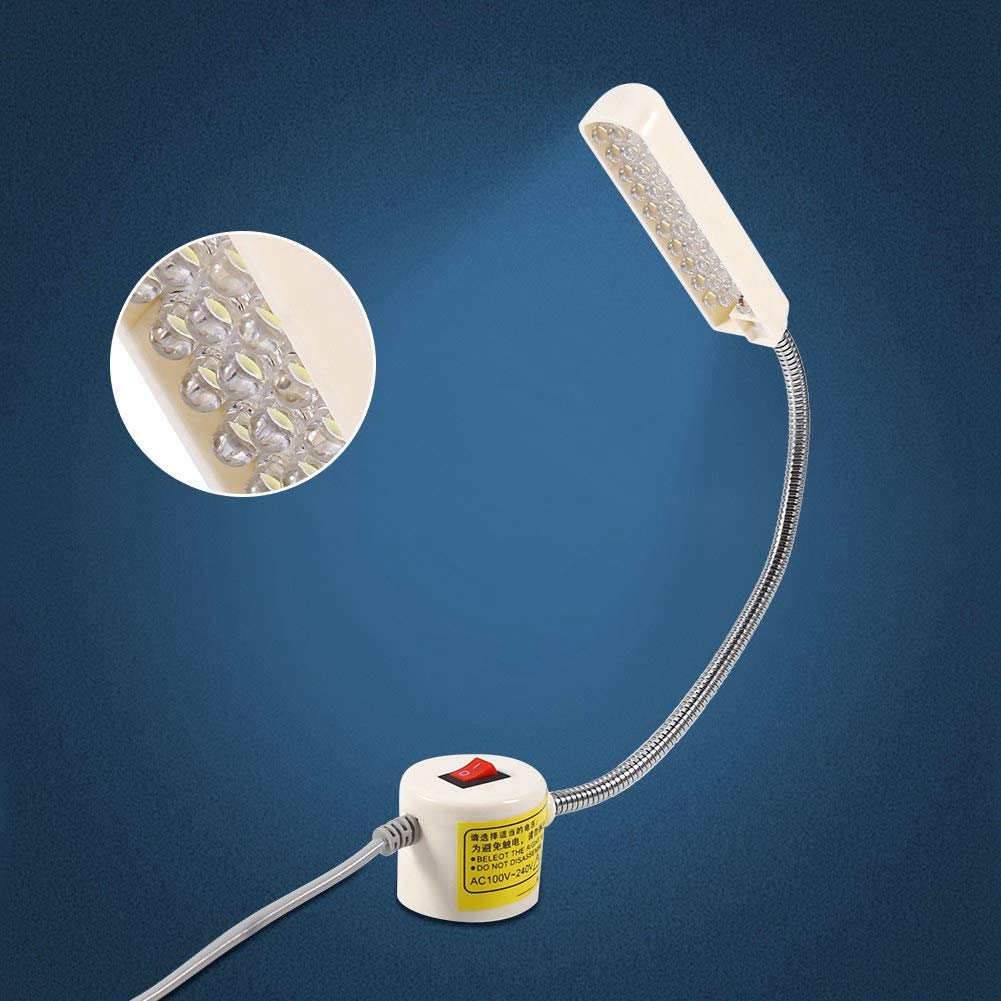 Oumefar LED Sewing Machine Light AC 110V-240V 30 LED Light Lamp Magnetic Base Switch Sewing Machine Gooseneck Working Light Base Switch for Sewing Machine Working Light
