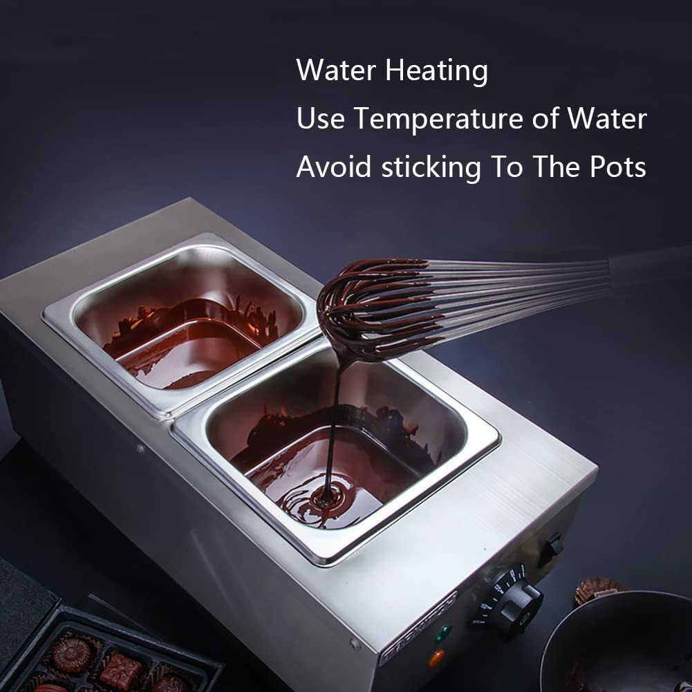 Templadora de Chocolate Comercial de 9 Libras, crisol de Chocolate con Control Digital (30~80 °C), Calentador eléctrico de Alimentos de 600 W para Leche/Crema/Sopa, 2 Tanques.