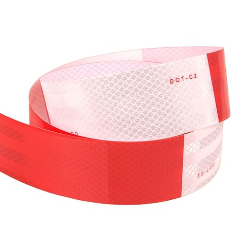 Miniatura 7 de Acrux7 Cinta de seguridad reflectante, patrón de láminas retrorreflectantes DOT-C2 de 2 pulgadas x 73 pies alternando segmentos de color blanco y