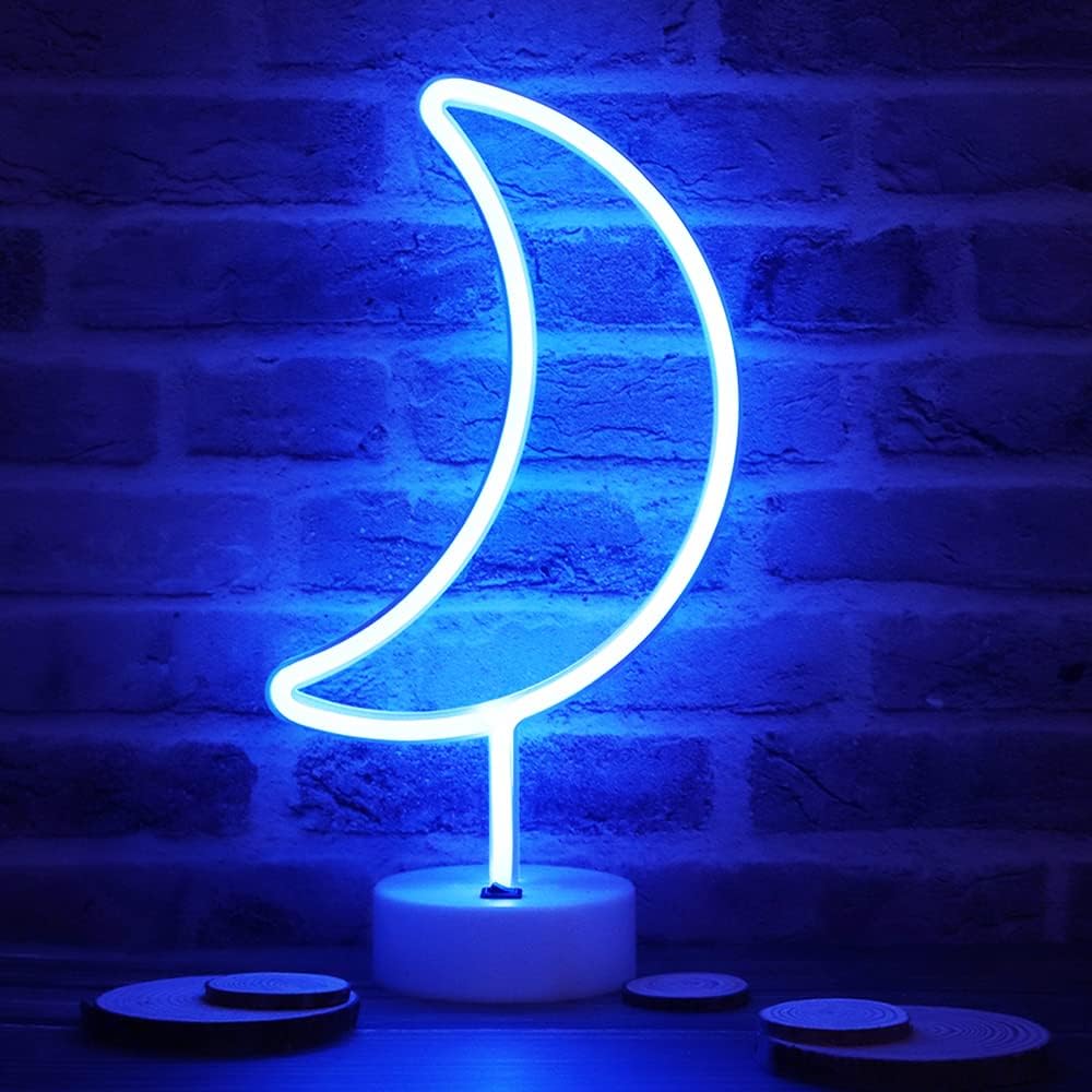 Vicila Neon Moon Lights, LED Moon Decor Neon Signs Crescent Night