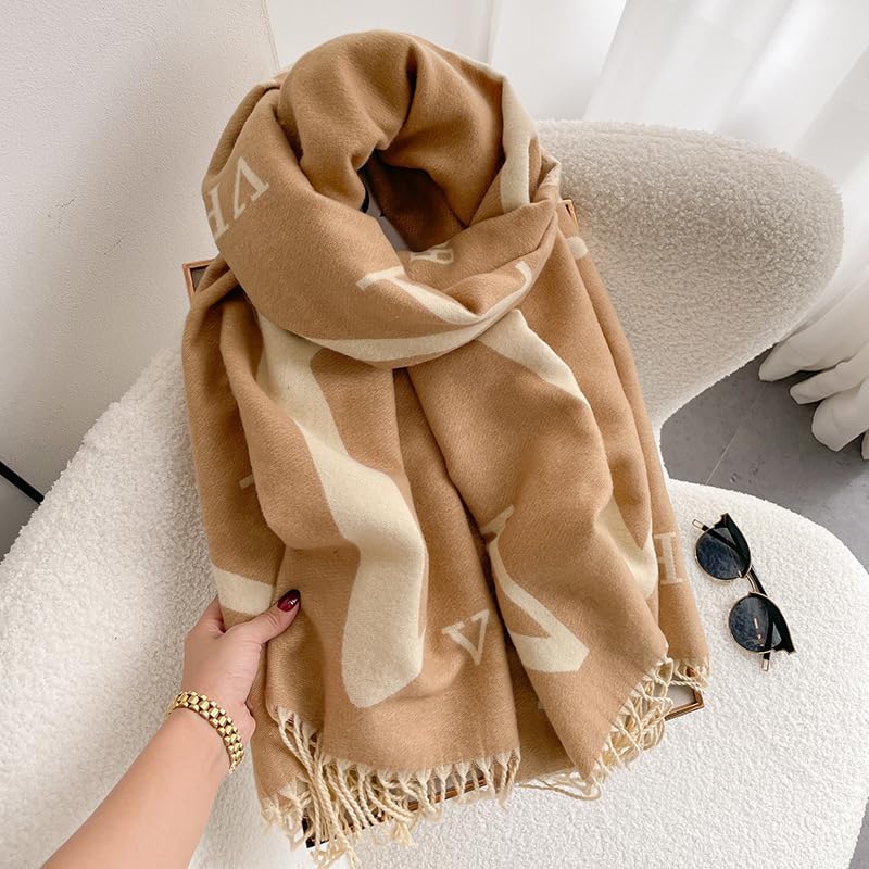 Scarves for Women in Autumn and Winter Thickened Tassel Shawl Dual-Use Warm Scarf3