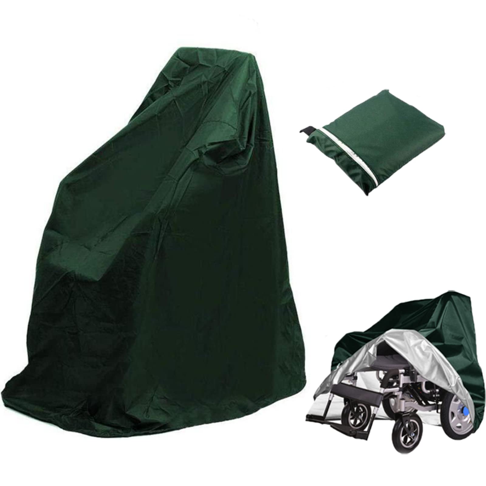 Funda Impermeable para Silla de Ruedas para Exteriores, Tela Oxford Verde 210D, Funda para Scooter de Movilidad, Funda Duradera para Silla de Ruedas, Anti-UV, a Prueba de