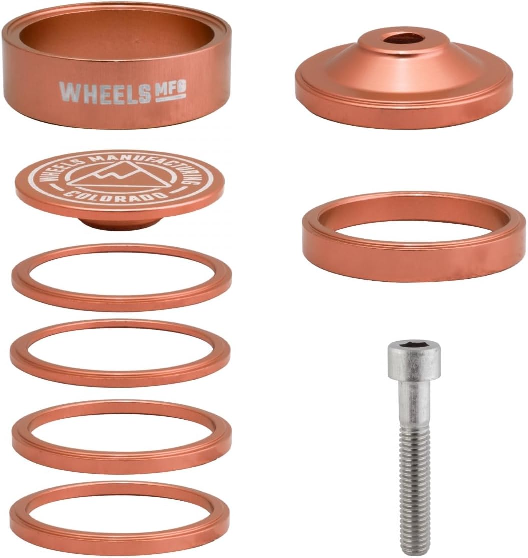 Wheels Manufacturing Pro Aluminum Headset Spacer Kit 1-1/8in Spacer Set Orange