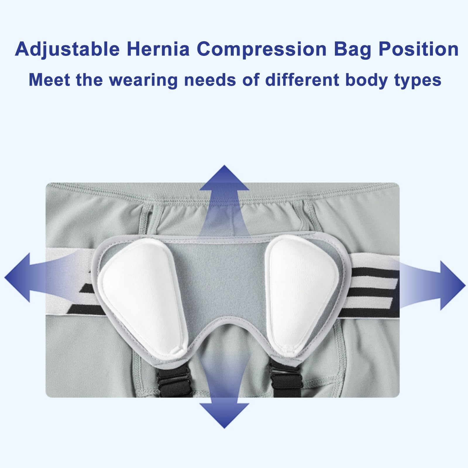 Slip Ernia Inguinale Uomo, Cintura Ernia Inguinale Uomo con 4 Cuscinetti di Compressione Rimovibili, Materiale Traspirante(L)