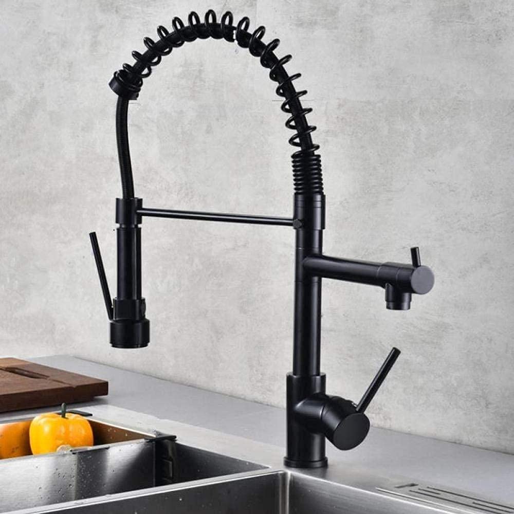 Robinet de cuisine extractible noir mitigeur à ressort rotation 360