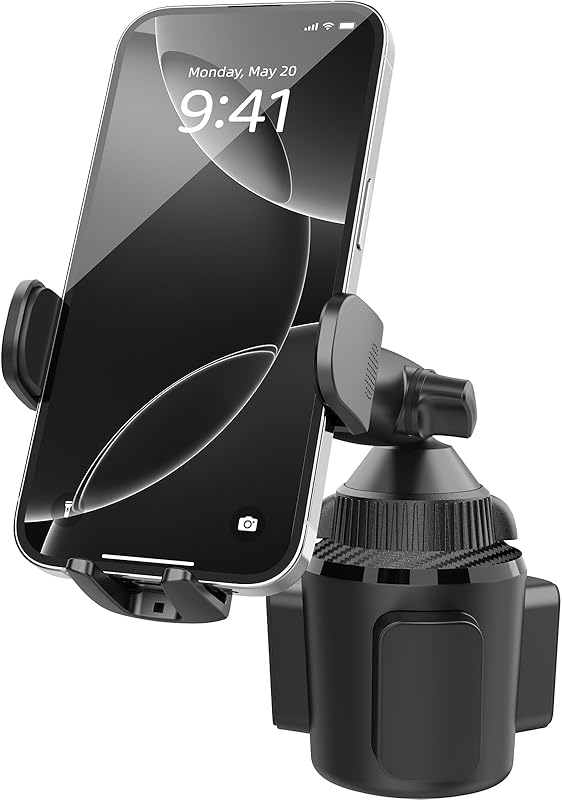 APPS2Car Support de téléphone amélioré pour Voiture et Camion - Support Robuste pour iPhone - Bras Long réglable - Pivote Rapidement à Une Main - Noir