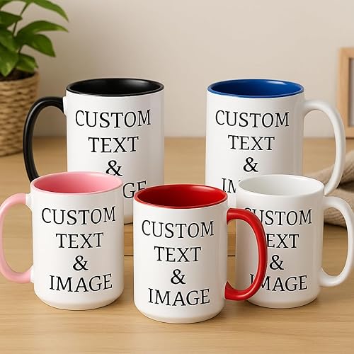 Miniatura 4 de Taza de fotos personalizada con texto personalizado Sube tu imagen con diferentes diseños