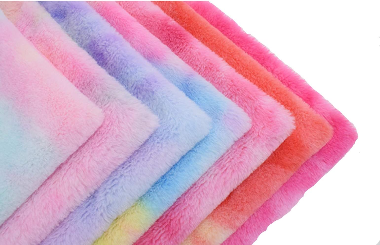 7PCS 50 * 50cm Colorful Knitted Panne Velvet Plush Fabric Anti Pill Fabric Patchwork Polyester Fleece Cloth for DIY Sewing Handmade Dolls