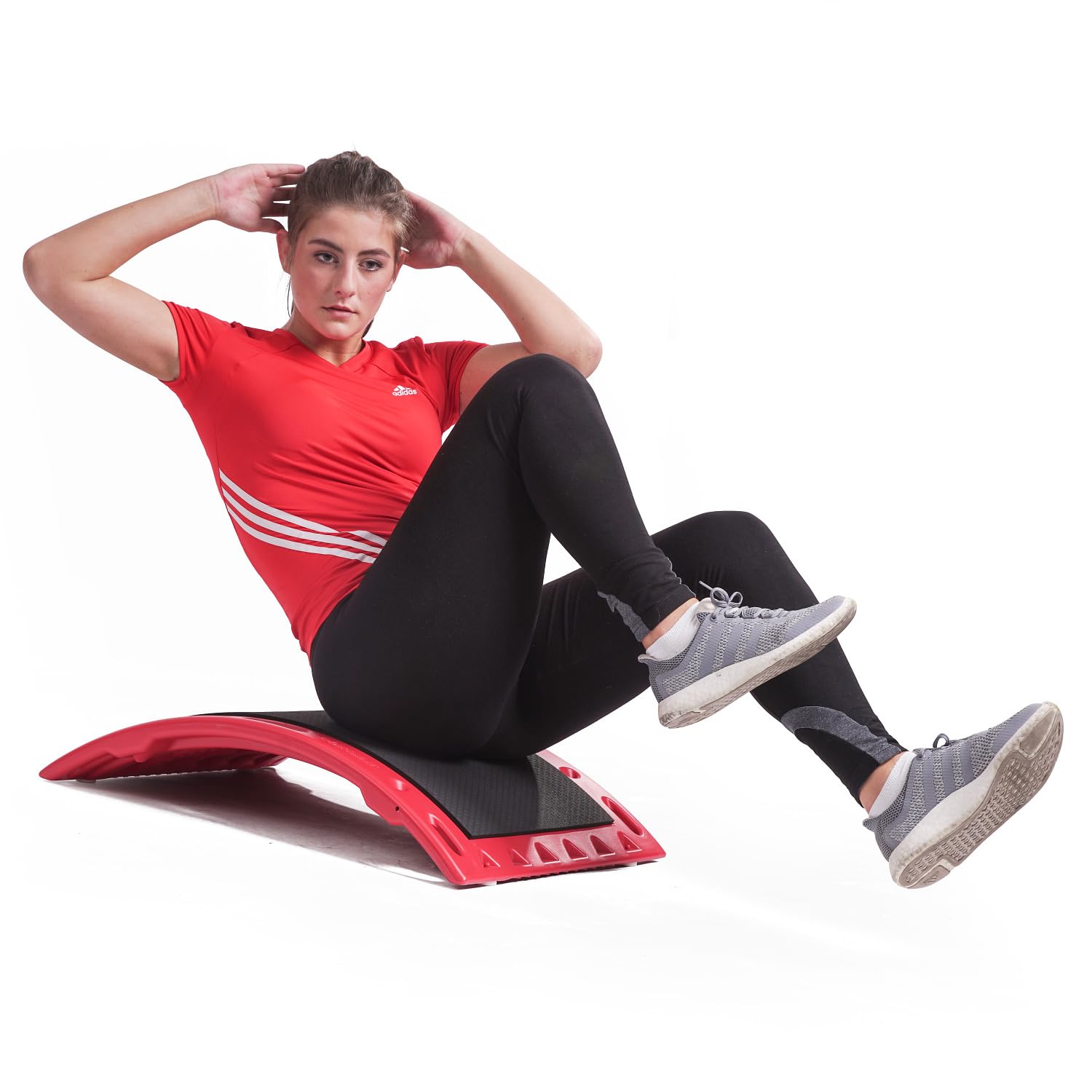 Sport-Thieme Therapie- u. Fitnessbogen | Multifunktionale Fitness-Wippe, Stepper, Balanceboard | Belastbar: 200 kg | Kunststoff, Anti-Rutsch-Matte | 71x49,5x14,5 cm | 3 kg | Rot-Schwarz