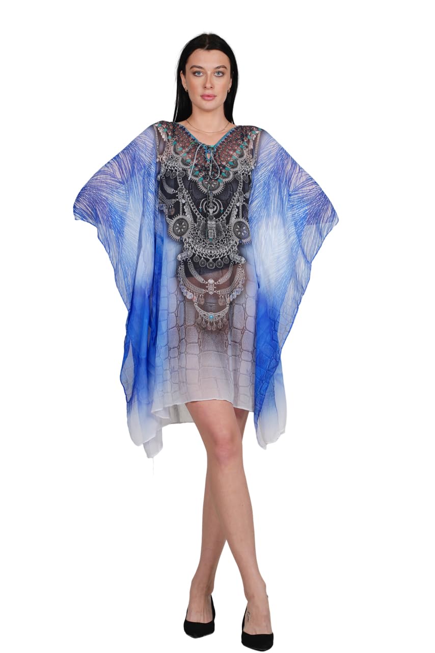 V-Neck Digital Printed Kaftan Dress for Women – Lightweight Crepe Fabric – Free Size (S to 4XL) Multicolour-image-18