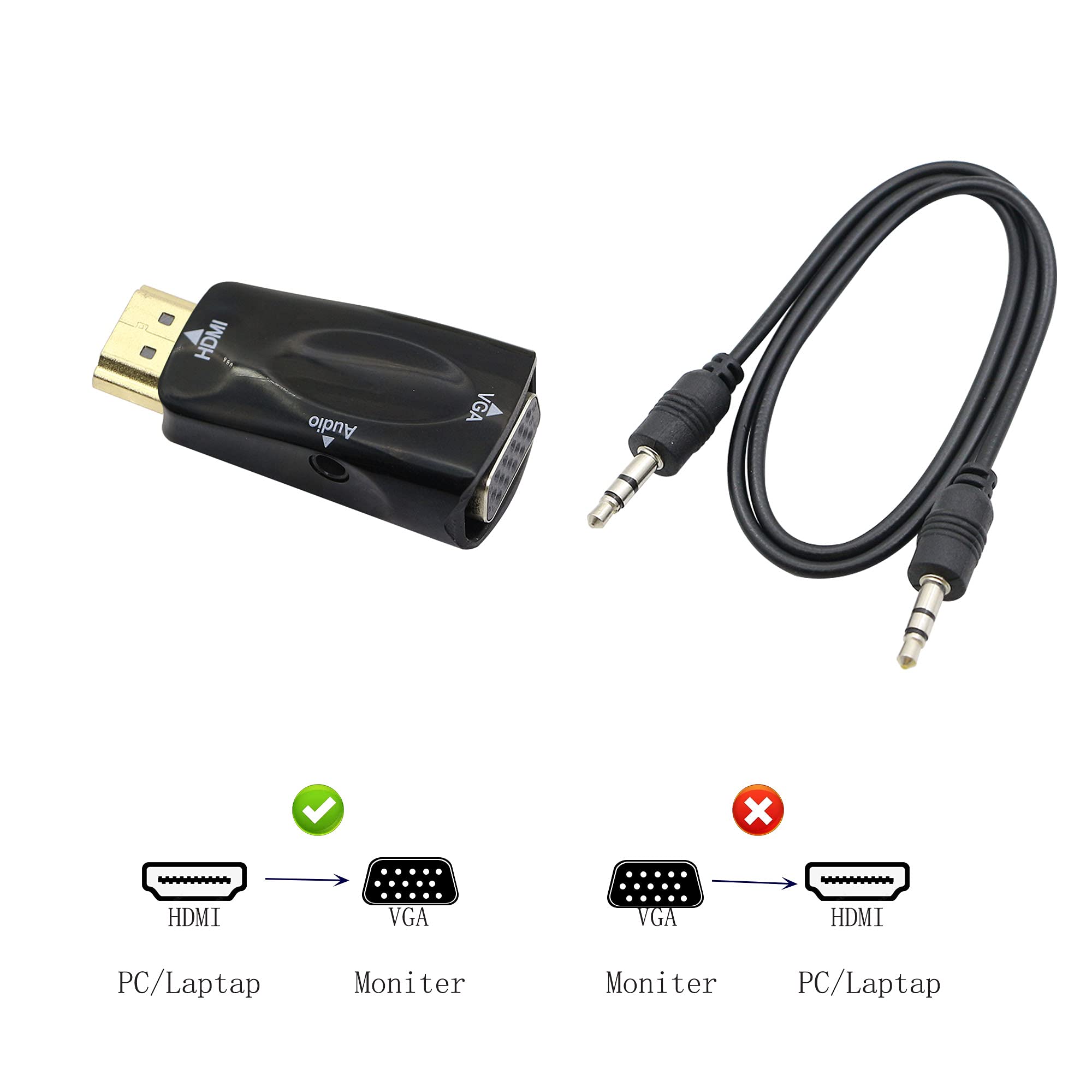 Adattatore HDMI A VGA Con Audio - Convertitore 1080P Per PC, Monitor E TV - Foto 4
