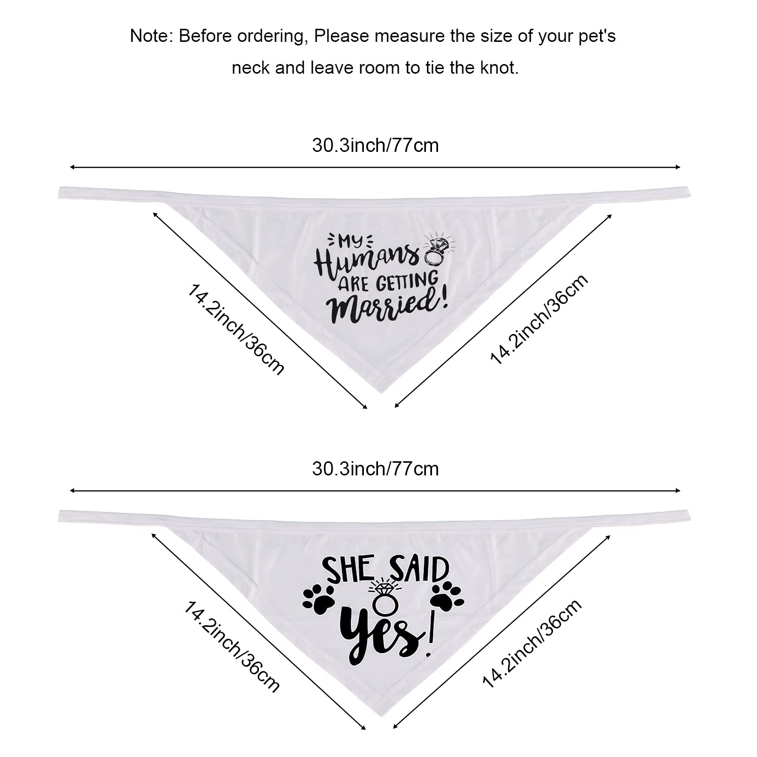 Regalo de compromiso, pañuelo para perro de boda, bufanda para perros pequeños, medianos, grandes, 2 unidades