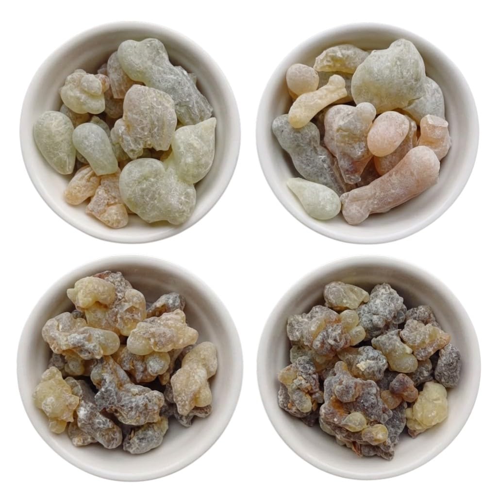 Incenso Oman Hojari per affumicare, set da provare con grado 1, 2, 3 e 4 da 50 g, Royal Hojar – Superior Hojari – Amber Hojari – Dark Hojari – Top qualità in set di prove, composto da 4 x 50 g