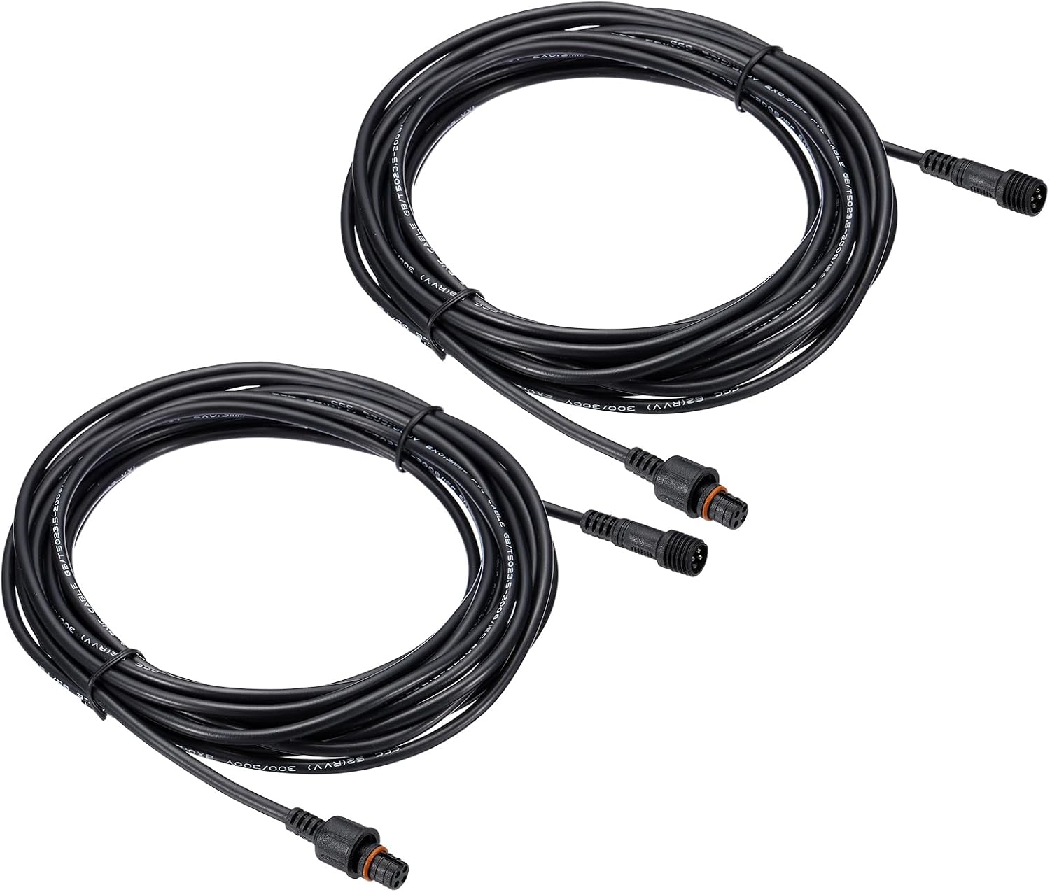 PATIKIL 16.4Ft 4 Pin Extension Cable Wire, 2 Pcs 22AWG Waterproof IP67 Connector with Male and Female at Both Ends for LED Strips, Black