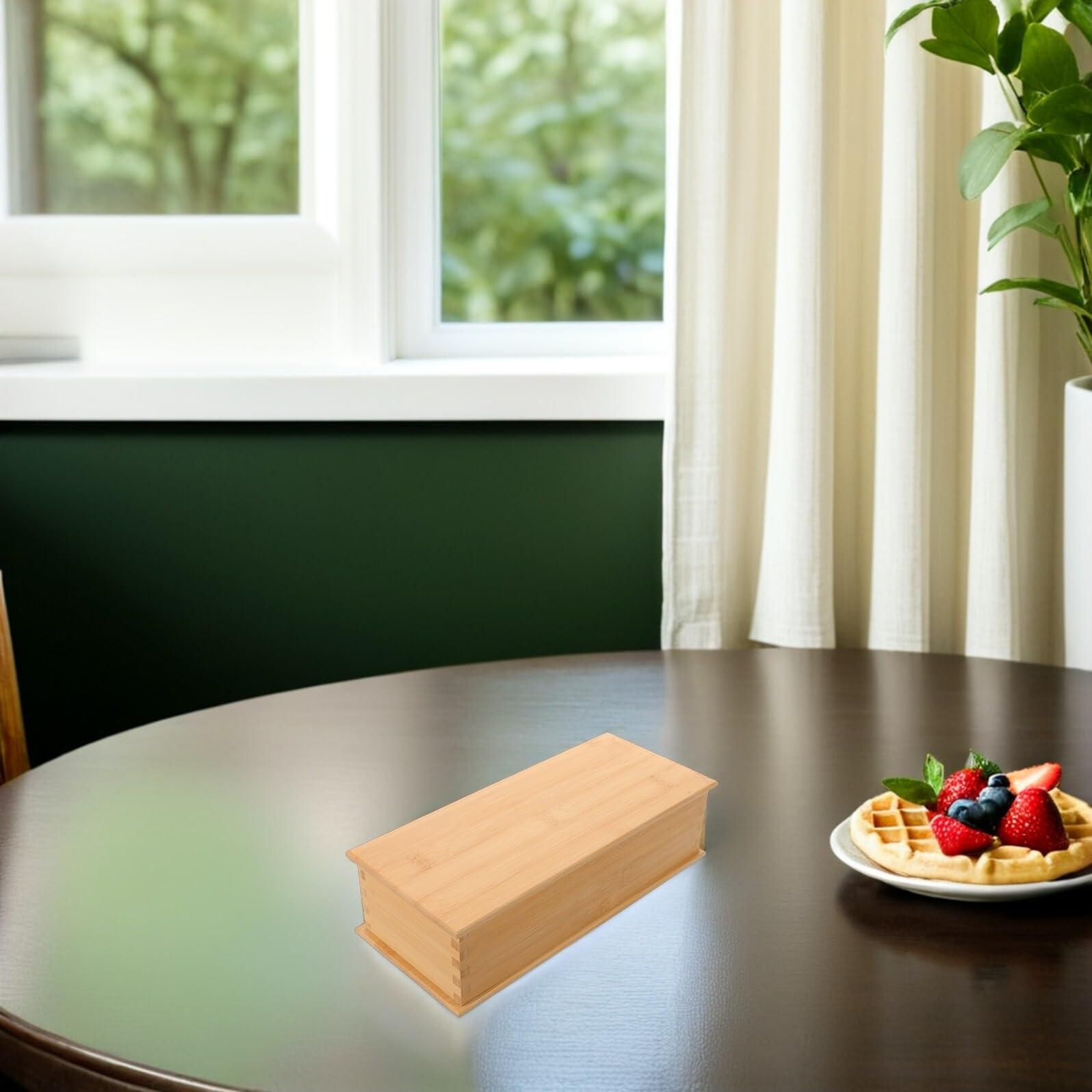 Veemoon Boîte à Couverts en Naturel avec Couvercle – Organisateur Anti-Poussière pour et – Rangement Compact 28,4 X 12,5 X 7,8 CM – pour Restaurants Cuisine Familiale
