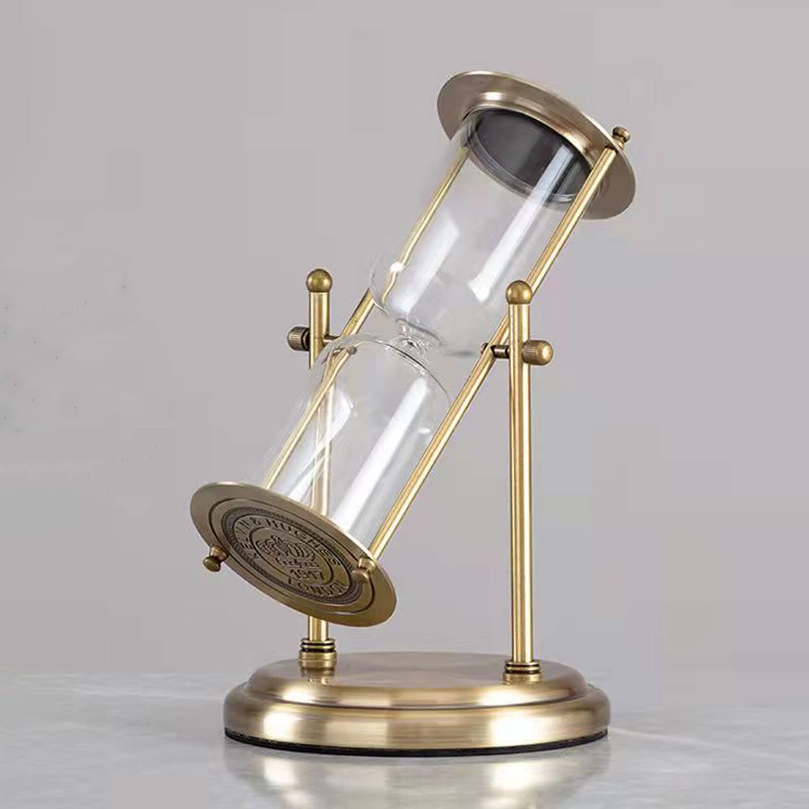 Brogtorl C Empty Bottle Hourglass Empty Hourglass 360° Rotating & Engraving Brass Sand Lockmetal Sand Watch,Large Unique,Antique Hour Glass Sandglass For Home Office Desk Decorative
