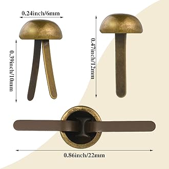 HOTOP 500 Pieces Paper Brass Fasteners Brass Brads Round Fasteners for Kids Craft Art Crafting School Project Decorative Scrapbooking DIY Supplies(Bronze,0.3 x 0.6 Inch)