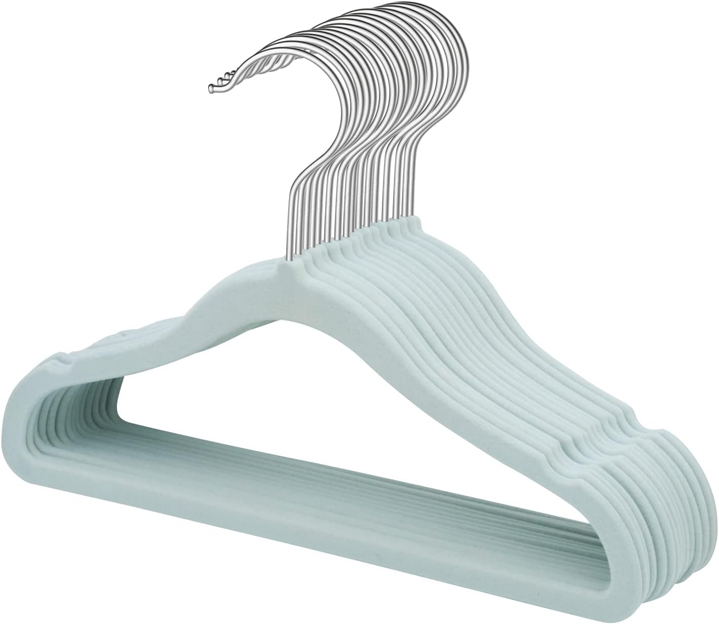 Mangotree Kids Velvet Hangers, 11.6 Non Slip Toddler Hangers, Ultra Slim Space Saving Childrens Hangers with 360 DEGREE Swivel Hook for Baby Clothes 15 Pack Blue, Blue-11.8''