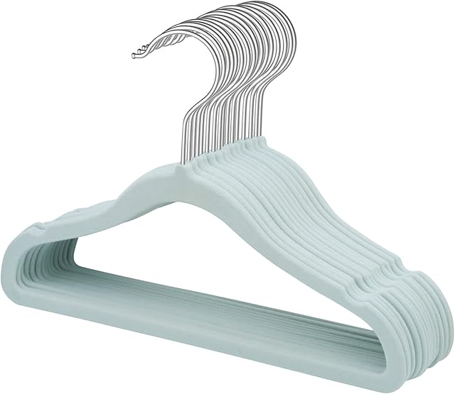 ManGotree Kids Velvet Hangers, 11.6" Non-Slip Toddler Hangers, Ultra Thin Space Saving Childrens Hangers with 360° Swivel Hook for Baby Clothes 15 Pack (Blue)
