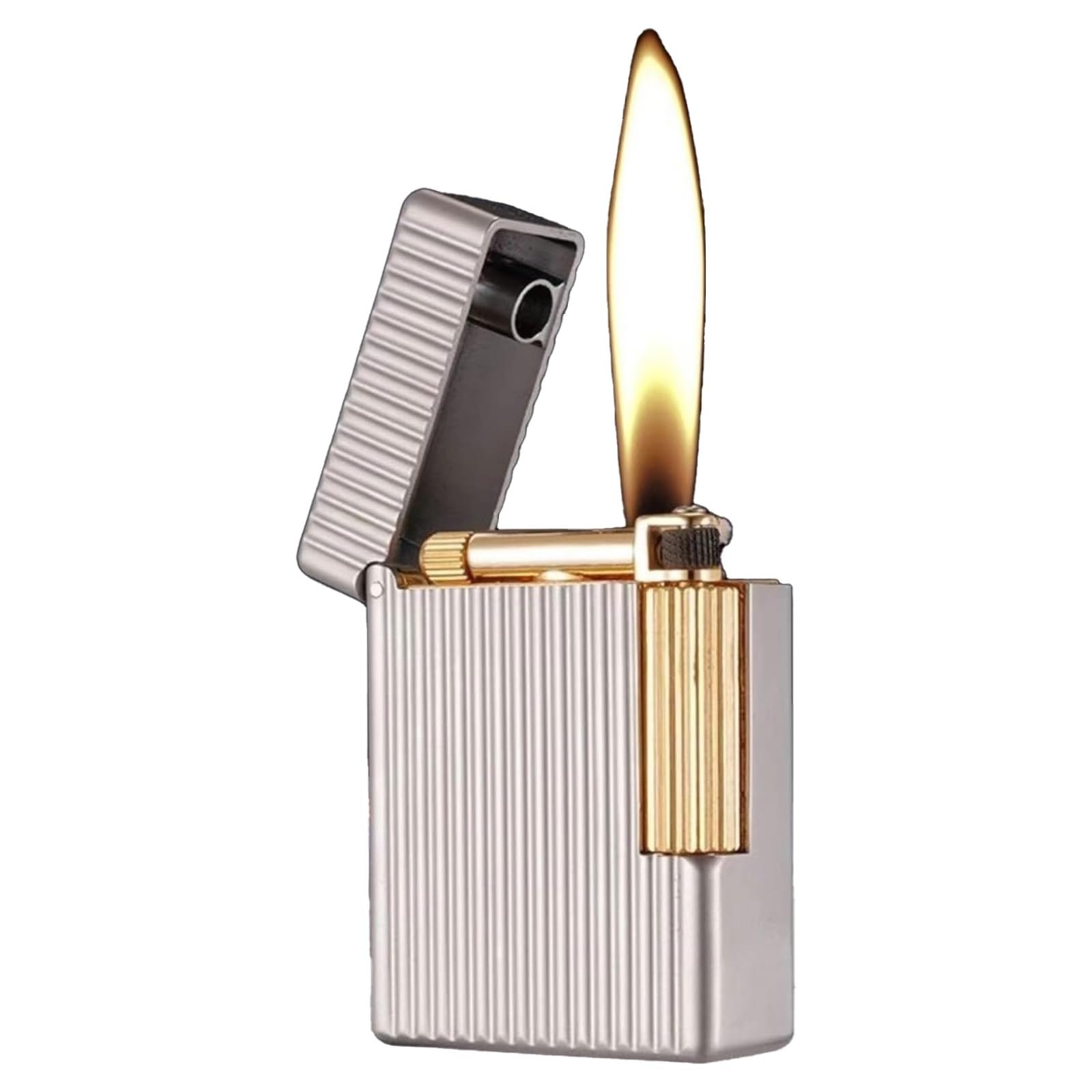 Encendedor de queroseno, ultrafino, resistente al viento, combustible recargable, encendido lateral abatible, regalo portátil para hombre (combustible no incluido)