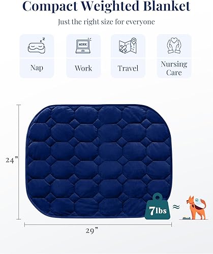Miniatura 3 de Kivik Manta con peso de 7 libras para adulto, manta con peso pequeño, tamaño de viaje, manta de regazo con peso para calmar y relajarse, 24 x 29