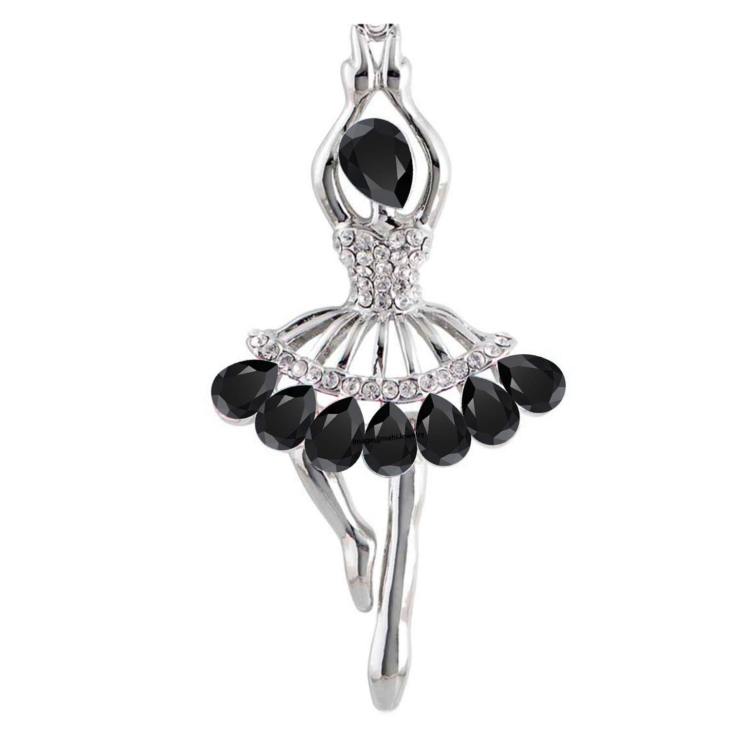 Mahi Rhodium Plated Dancing Angel Black Crystal Brooch for Women BP1101042RBla (B085LG9HLB) Amazon Price History, Amazon Price Tracker
