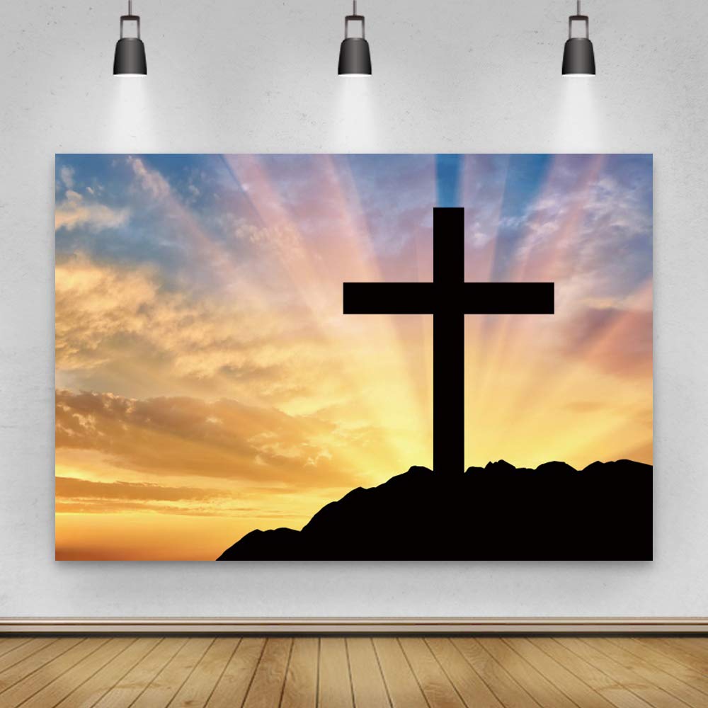 Buy Cross Backdrop 10x8ft Easter Resurrection of Jesus Christ Backdrop
